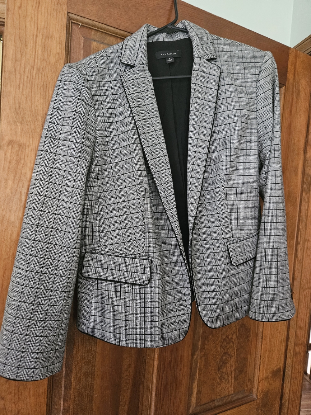 Ann Taylor Plaid Blazer - Black & White